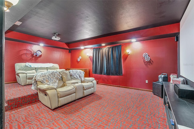 view of carpeted home theater room