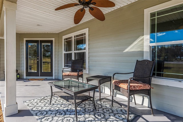 view of patio with ceiling fan