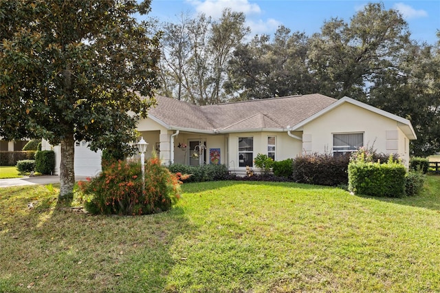 ranch-style house featuring a front lawn