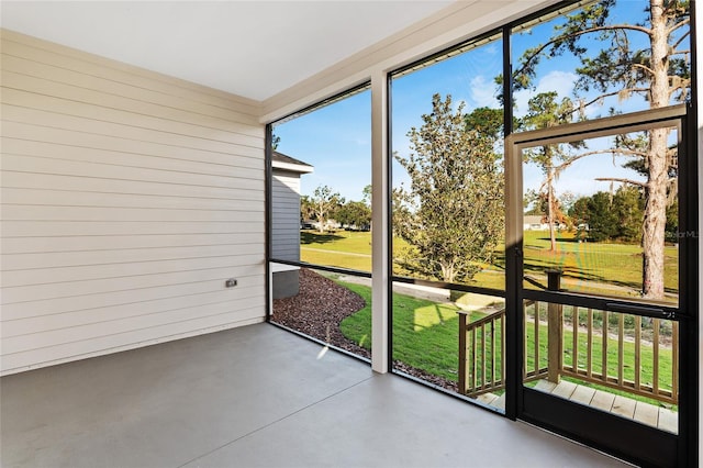 view of unfurnished sunroom