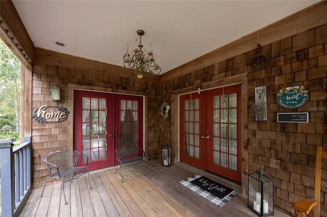 entrance to property featuring french doors