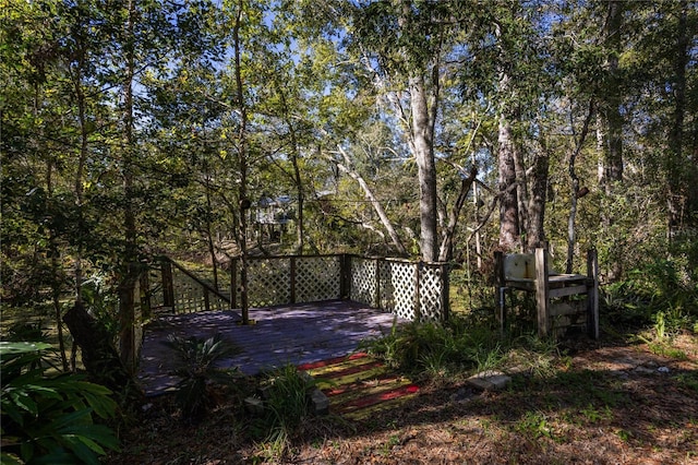 view of yard with a wooden deck