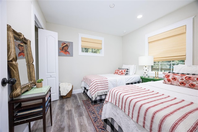 bedroom featuring dark hardwood / wood-style floors