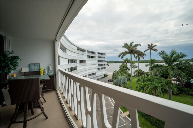 balcony with a water view