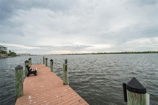 view of dock featuring a water view