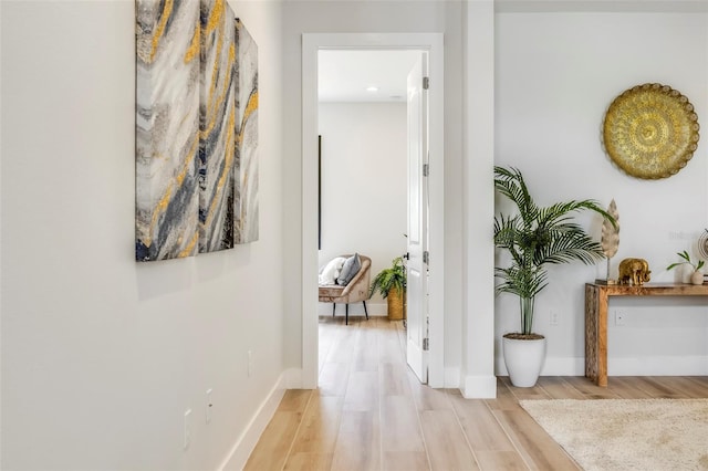 hall featuring light hardwood / wood-style flooring