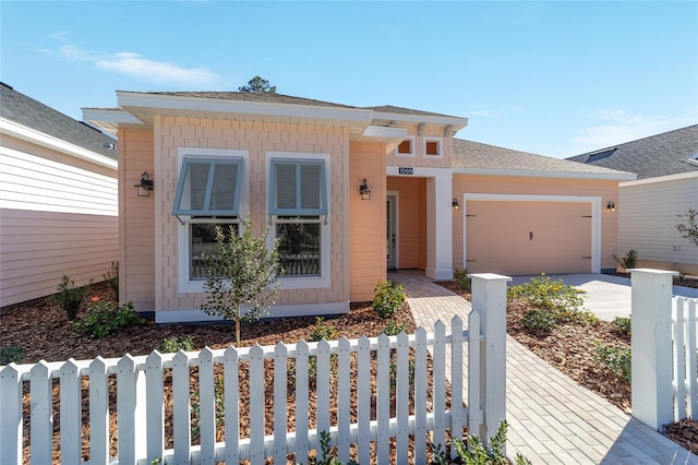 view of front of home with a garage