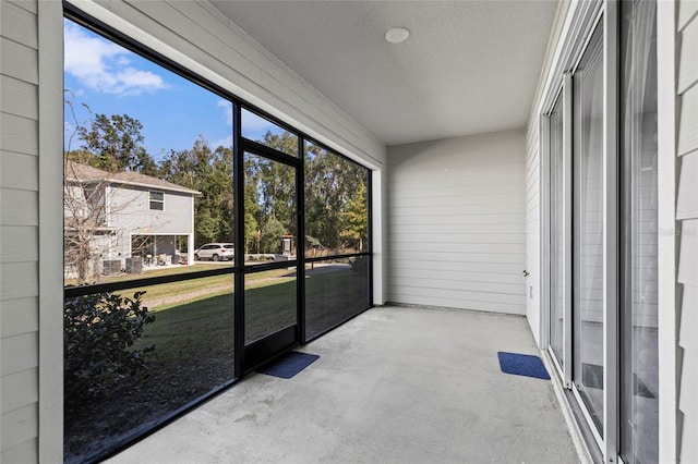 view of unfurnished sunroom