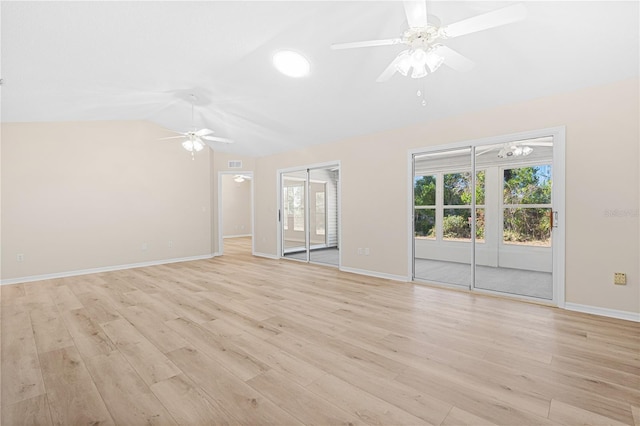 empty room with a healthy amount of sunlight and light hardwood / wood-style floors