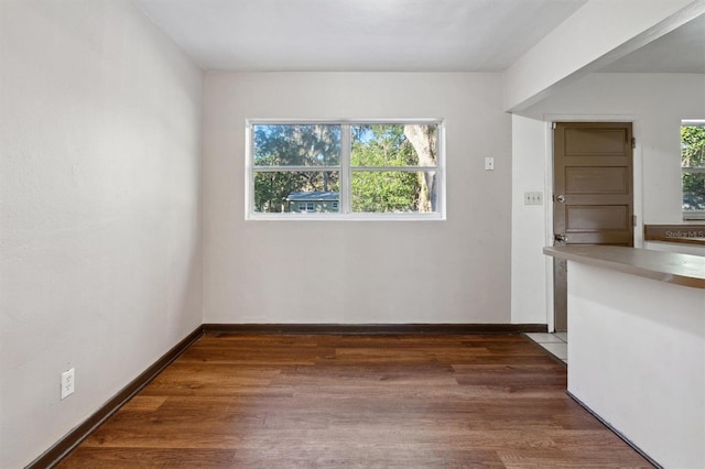 unfurnished room featuring dark hardwood / wood-style floors and a wealth of natural light