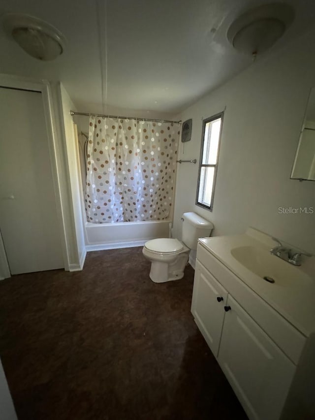 full bathroom featuring vanity, toilet, and tub / shower combination