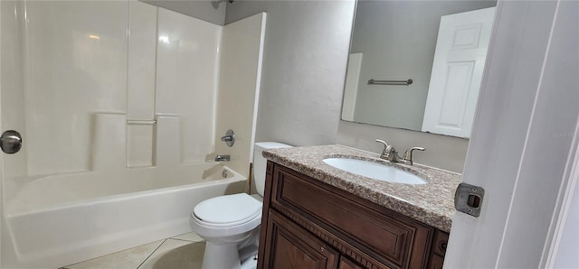 full bathroom with vanity, tile patterned flooring, shower / bathing tub combination, and toilet