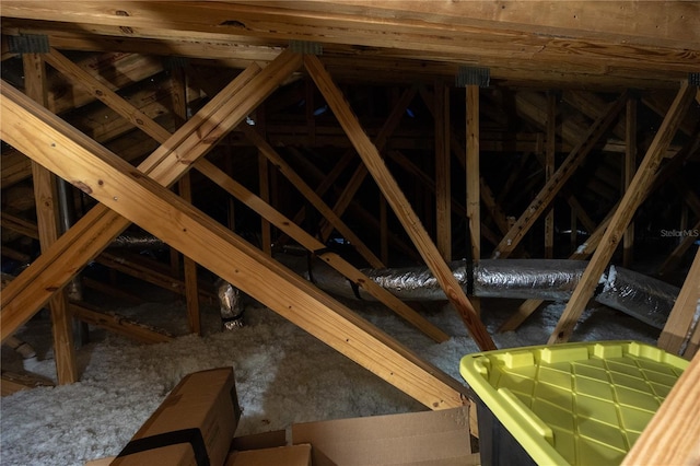 view of unfinished attic