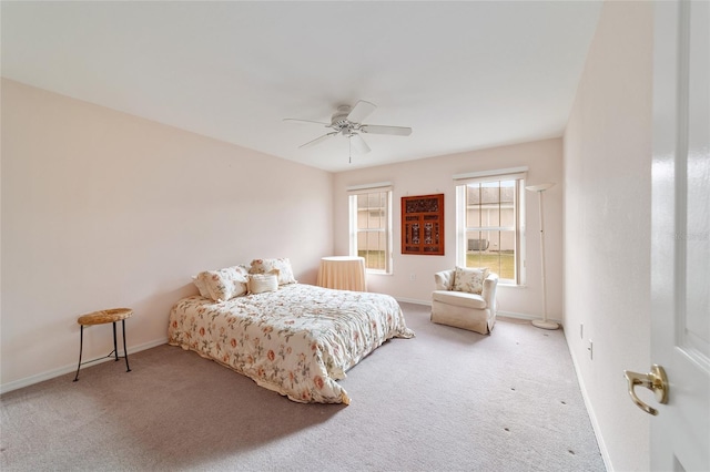 bedroom featuring carpet and ceiling fan