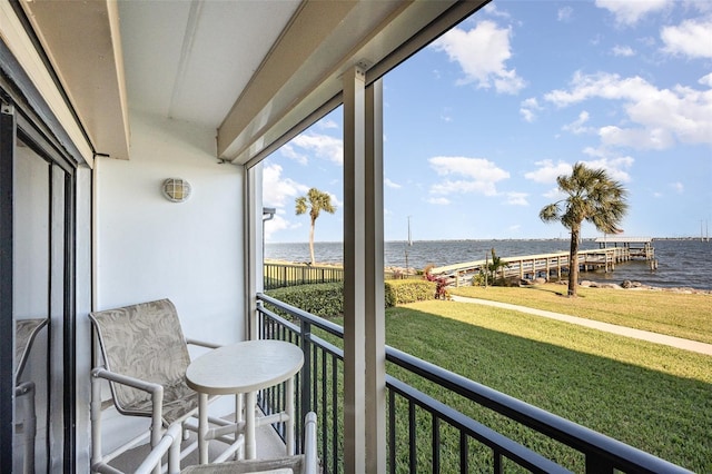 balcony with a water view