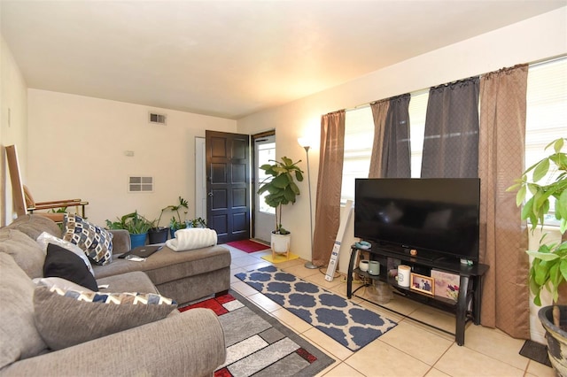 view of tiled living room