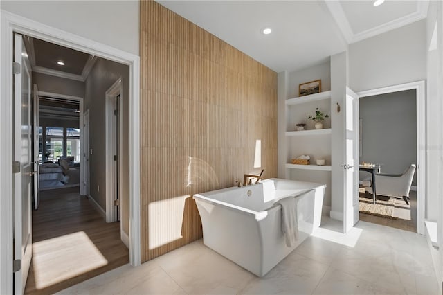 5040 SW 125th Cir, Archer, FL 32618 - washroom with ornamental molding, built in shelves, and recessed lighting