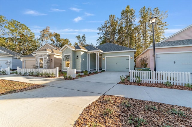 single story home featuring a garage