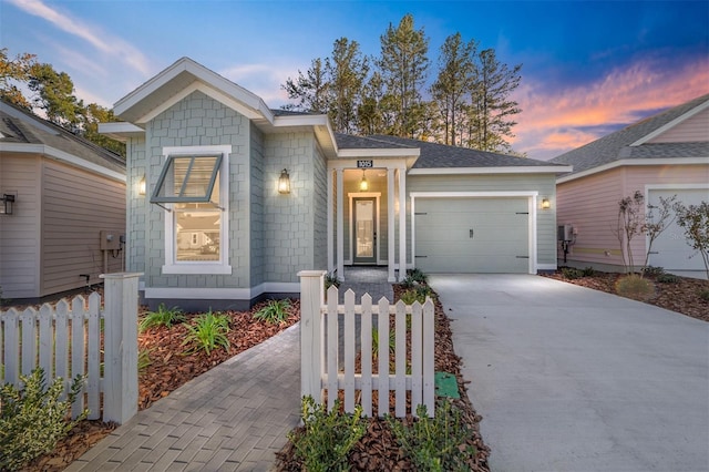 view of front of house with a garage