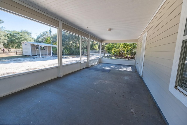 view of unfurnished sunroom