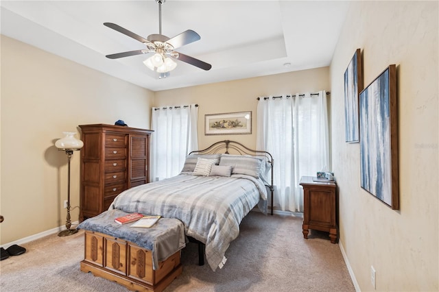 bedroom featuring carpet flooring and ceiling fan