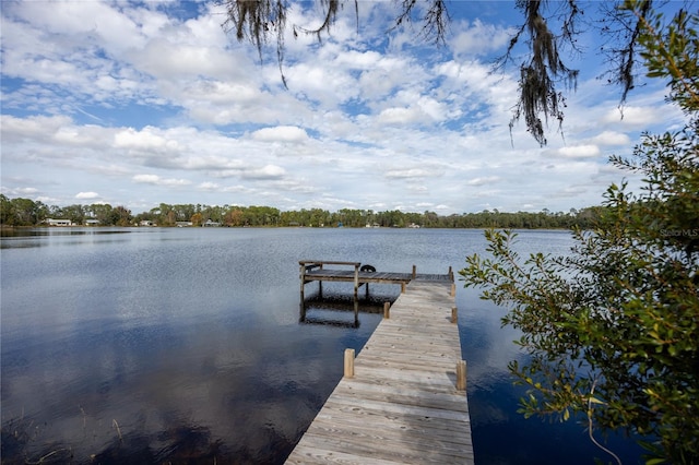 view of dock featuring a water view