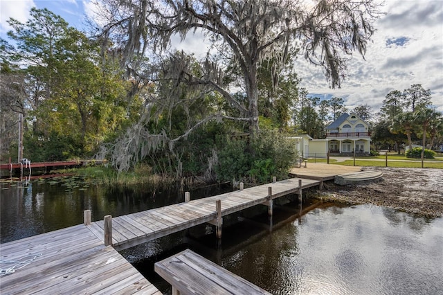 dock area featuring a water view