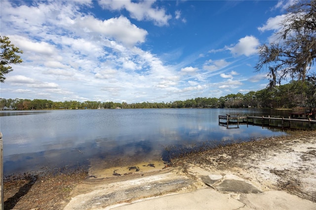 view of dock featuring a water view