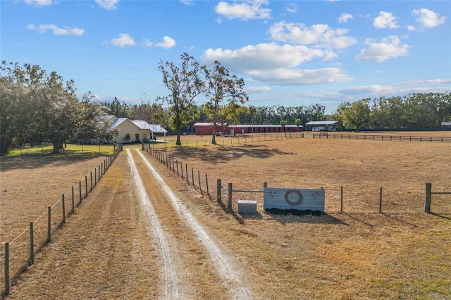 view of street with a rural view