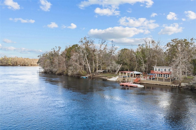 view of water feature featuring a dock