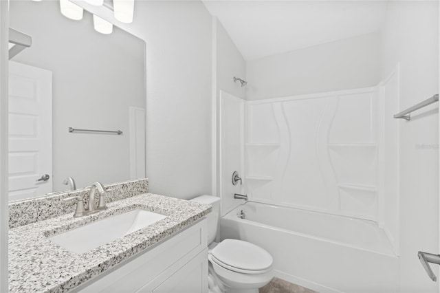 full bathroom featuring vanity, toilet, and shower / washtub combination