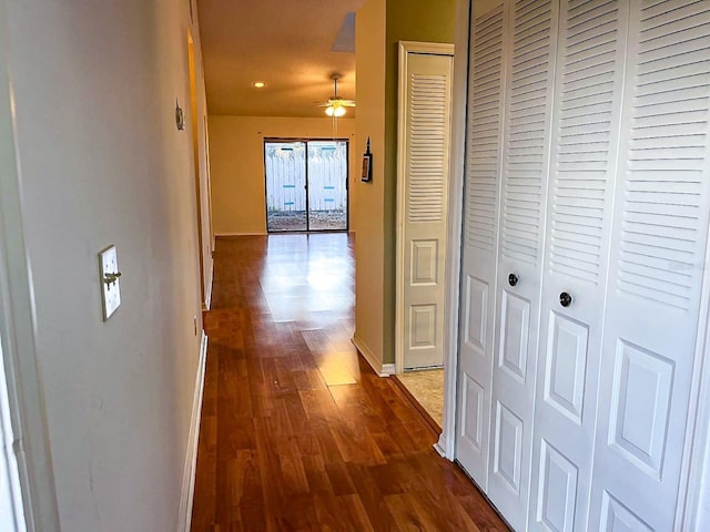 hall featuring dark hardwood / wood-style flooring