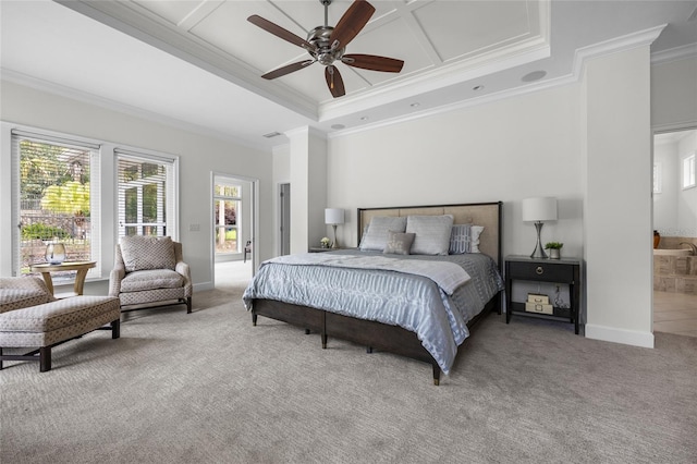 7106 NW 18th Ave, Gainesville, FL 32605 - carpeted bedroom featuring baseboards, ceiling fan, and ornamental molding