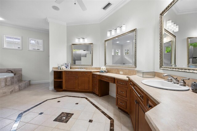 7106 NW 18th Ave, Gainesville, FL 32605 - full bathroom featuring baseboards, visible vents, crown molding, and a sink