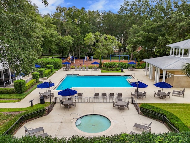 view of pool with a patio