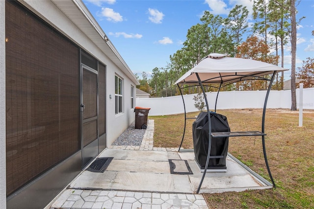 view of patio / terrace with a gazebo