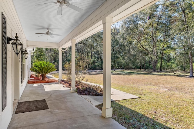 view of patio with ceiling fan