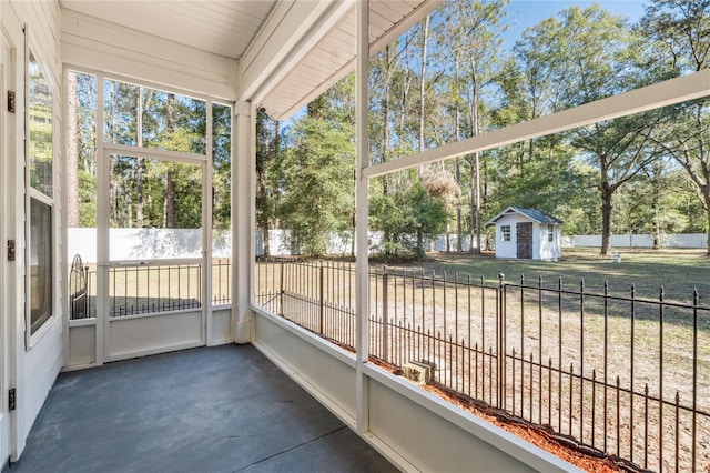 view of unfurnished sunroom