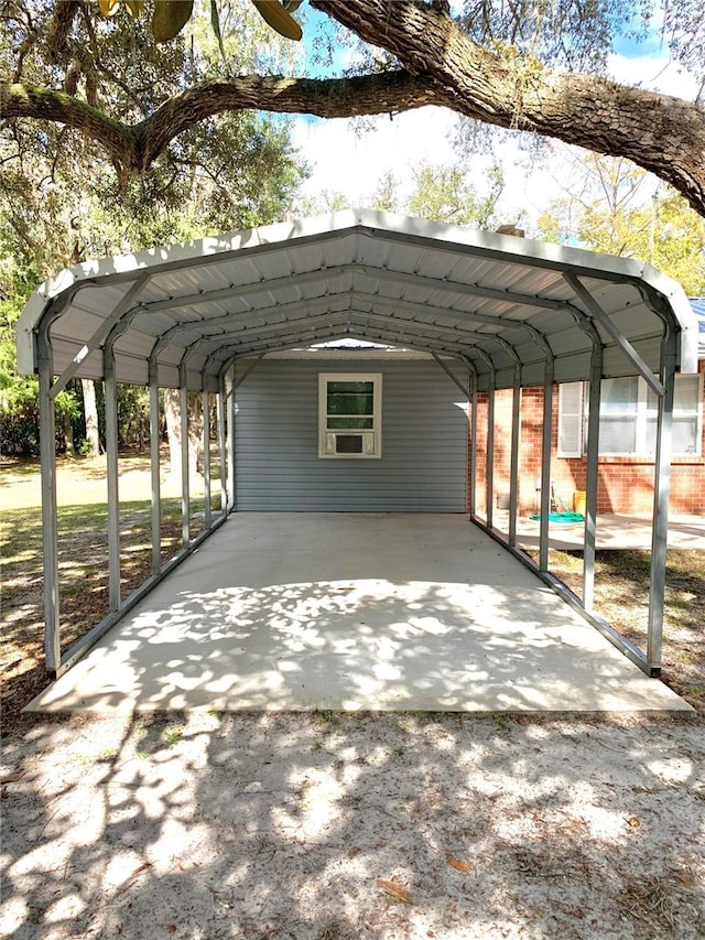 view of parking with a carport