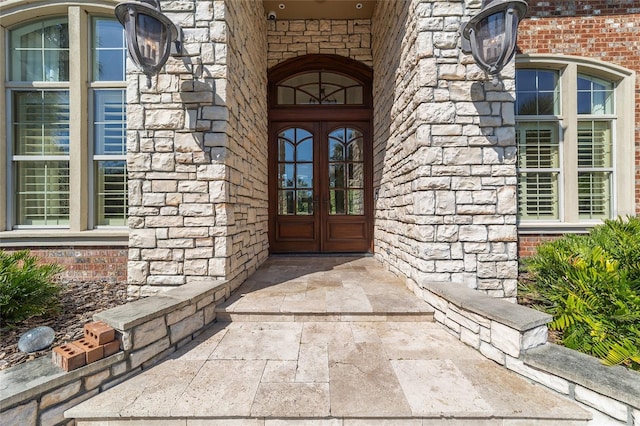 doorway to property with french doors