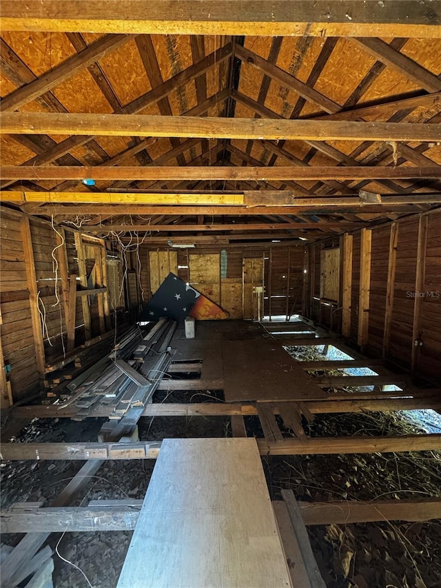 view of unfinished attic