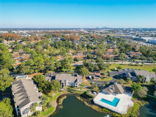 bird's eye view featuring a water view