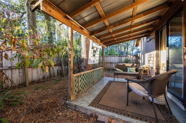 view of patio / terrace featuring an outdoor living space