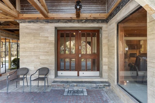 doorway to property with french doors