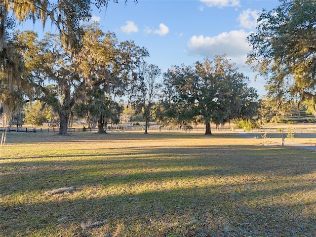 view of yard with a rural view