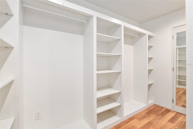 spacious closet featuring light hardwood / wood-style flooring