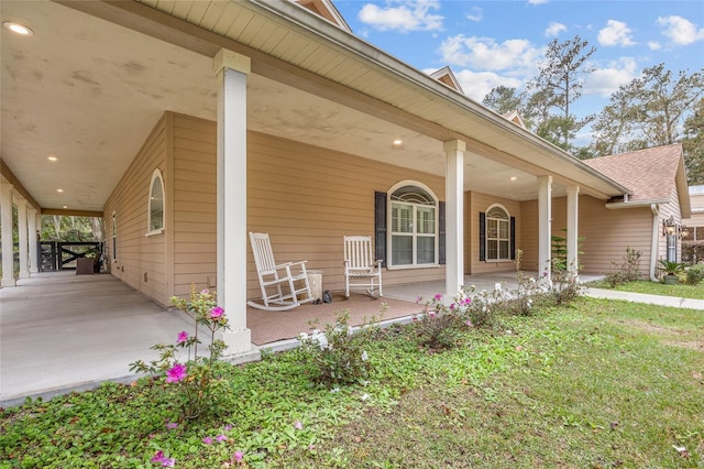 exterior space with a porch