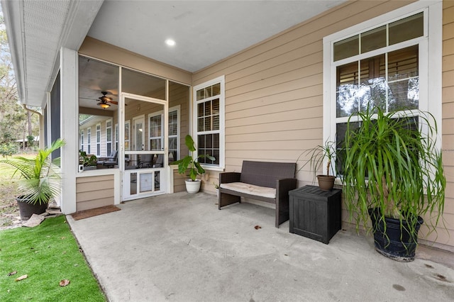 view of patio / terrace with a sunroom