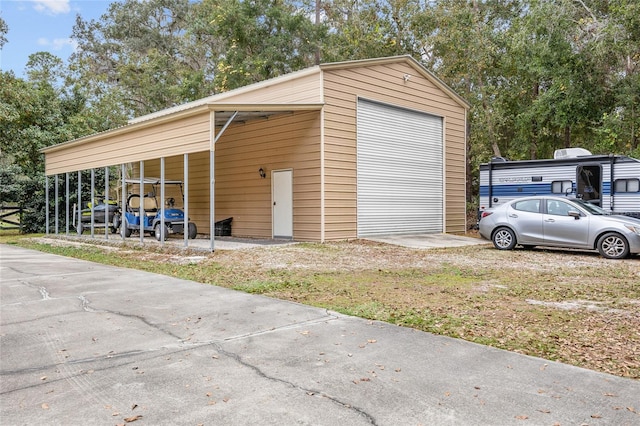 garage with a carport