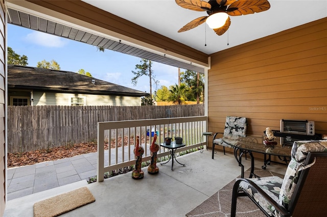 view of patio with ceiling fan